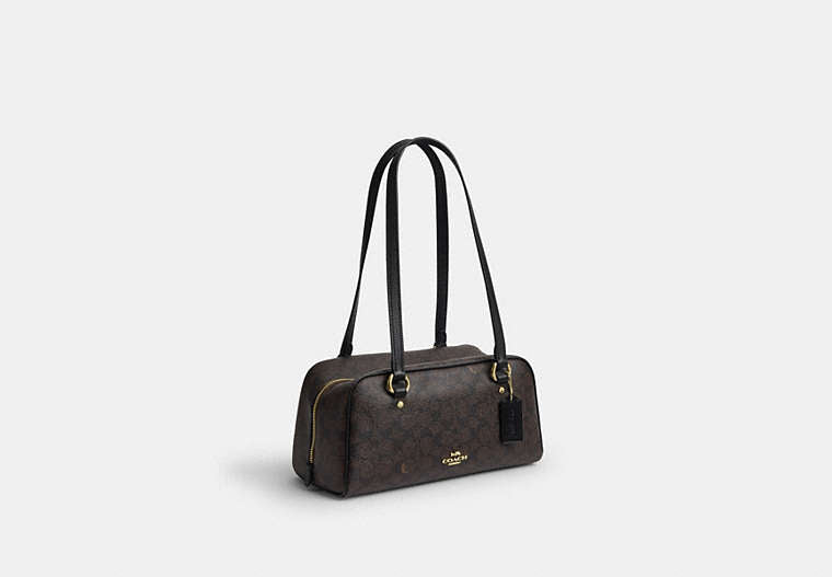 Sydney Shoulder Bag In Signature Canvas - Gold/Walnut/Black