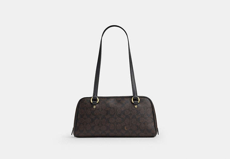 Sydney Shoulder Bag In Signature Canvas - Gold/Walnut/Black
