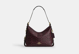 Laurel Shoulder Bag With Buckles In Signature Canvas - Gold/Black Currant