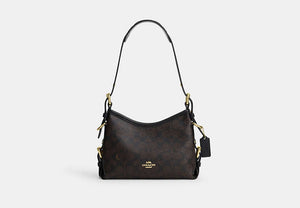 Laurel Shoulder Bag 22 With Buckles In Signature Canvas - Gold/Walnut/Black