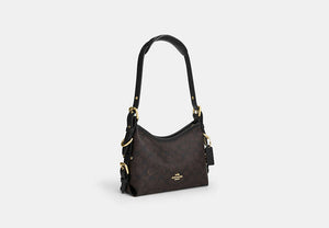 Laurel Shoulder Bag 22 With Buckles In Signature Canvas - Gold/Walnut/Black