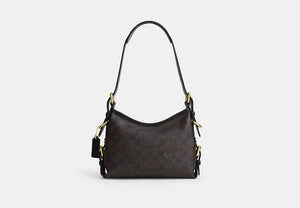 Laurel Shoulder Bag 22 With Buckles In Signature Canvas - Gold/Walnut/Black