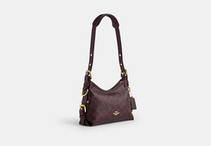Laurel Shoulder Bag 22 With Buckles In Signature Canvas - Gold/Black Currant