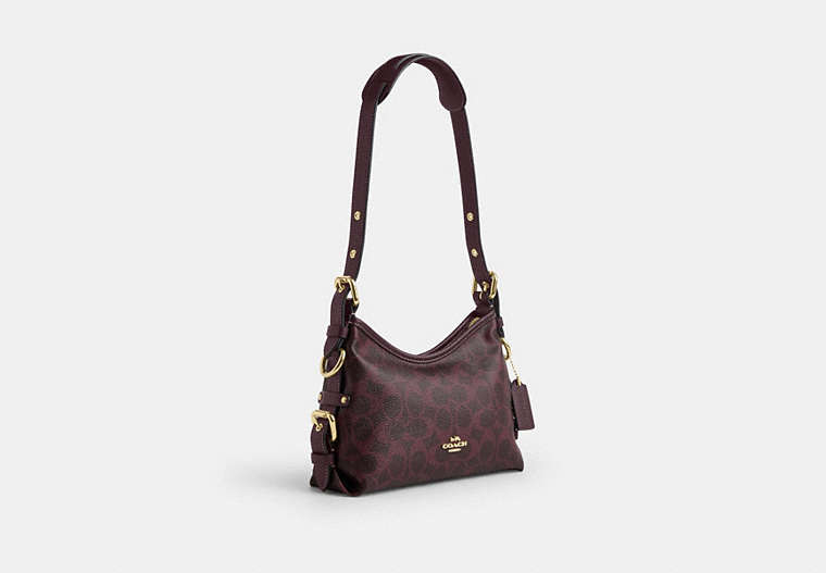 Laurel Shoulder Bag 22 With Buckles In Signature Canvas - Gold/Black Currant
