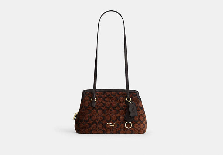 Elise Shoulder Bag In Signature Chenille - Gold/Truffle