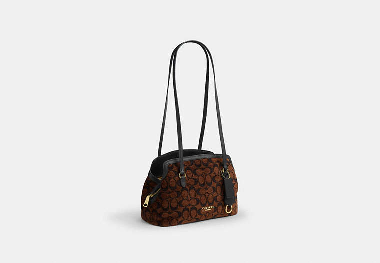 Elise Shoulder Bag In Signature Chenille - Gold/Truffle