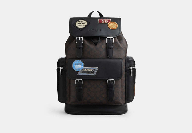 Sprint Backpack In Signature Jacquard - Silver/Walnut/Black