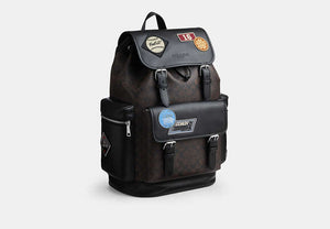 Sprint Backpack In Signature Jacquard - Silver/Walnut/Black