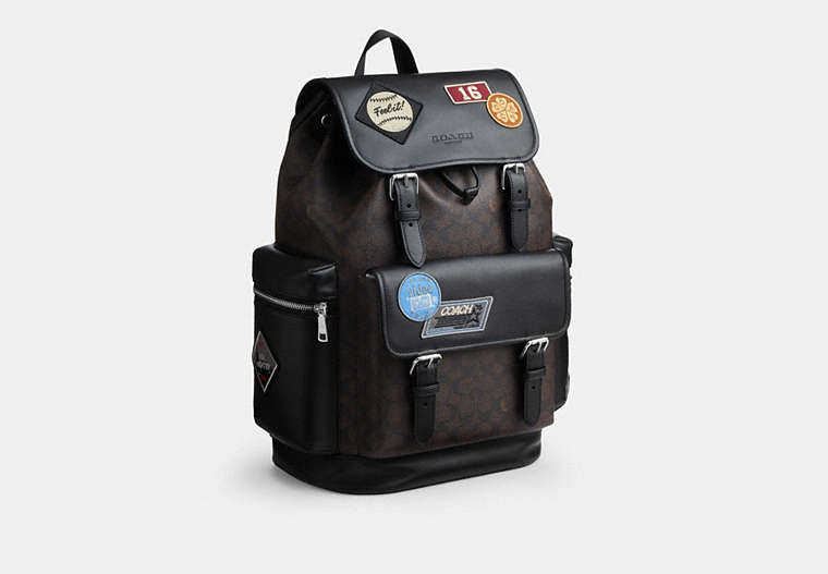 Sprint Backpack In Signature Jacquard - Silver/Walnut/Black