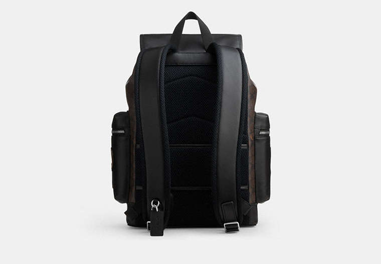 Sprint Backpack In Signature Jacquard - Silver/Walnut/Black