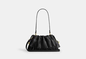 Faye Shoulder Bag With Fringe - Gold/Black