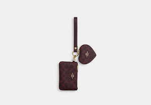 Wristlet And Heart Pouch - Gold/Black Currant