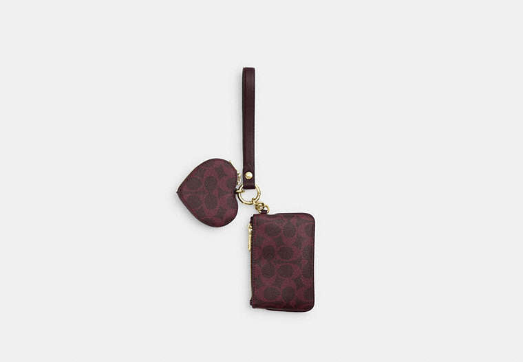 Wristlet And Heart Pouch - Gold/Black Currant