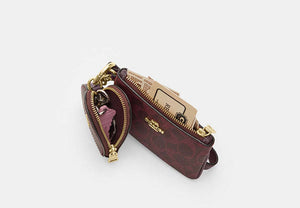 Wristlet And Heart Pouch - Gold/Black Currant
