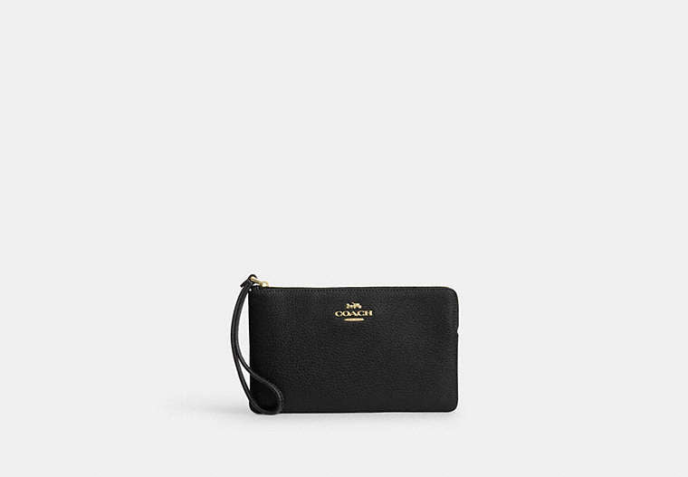 Large Corner Zip Wristlet - Gold/Black