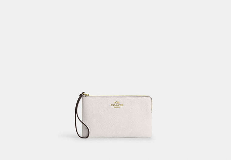 Large Corner Zip Wristlet - Gold/Chalk
