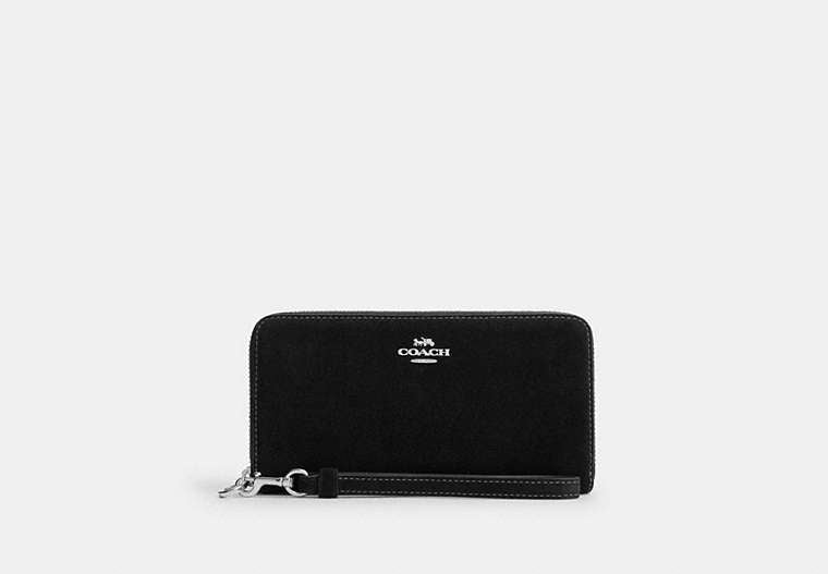 Long Zip Around Wallet - Silver/Black
