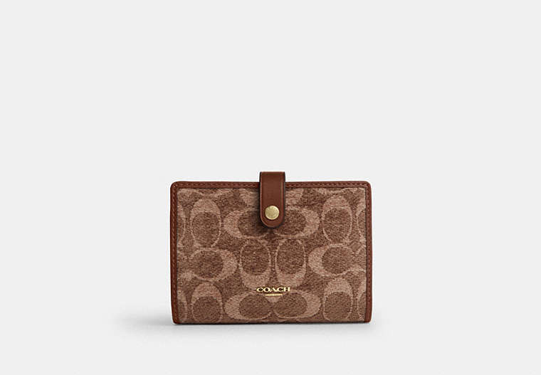 2-In-1 Wallet In Signature Chenille - Gold/Light Khaki/Vintage Brown