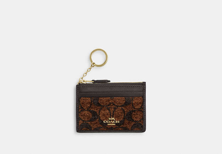 Mini Skinny ID Case In Signature Chenille - Gold/Truffle