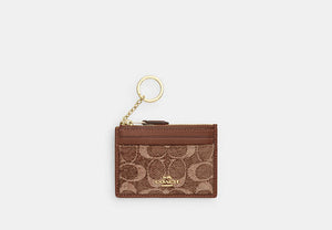 Mini Skinny ID Case In Signature Chenille - Gold/Light Khaki/Vintage Brown