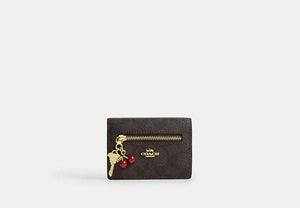 Card Case With Charms - Gold/Walnut/Black