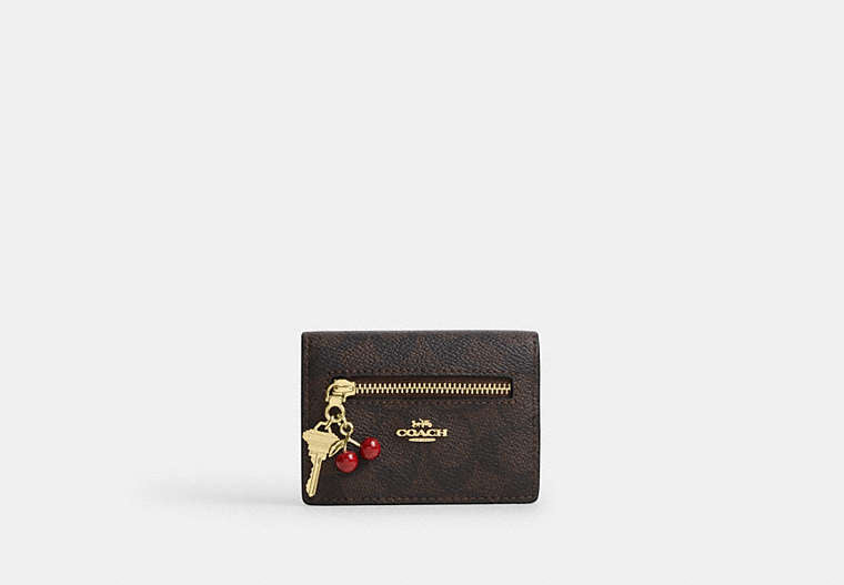 Card Case With Charms - Gold/Walnut/Black