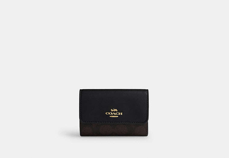 Flap Card Case - Gold/Walnut/Black