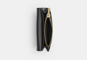 Flap Card Case - Gold/Walnut/Black