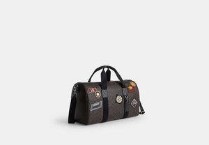 Explorer Duffle Bag 45 In Signature Canvas With Patches - Sv/Walnut/Black