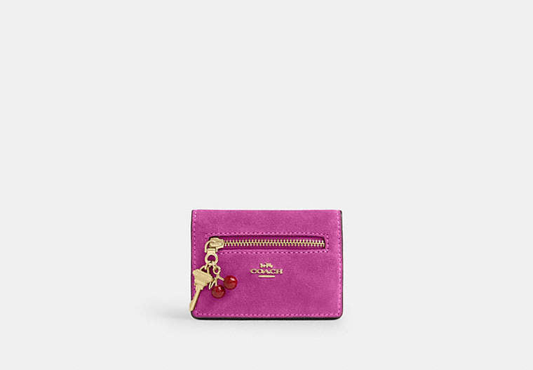 Card Case With Charms - Gold/Magenta