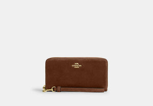 Long Zip Around Wallet - Gold/Warm Brown