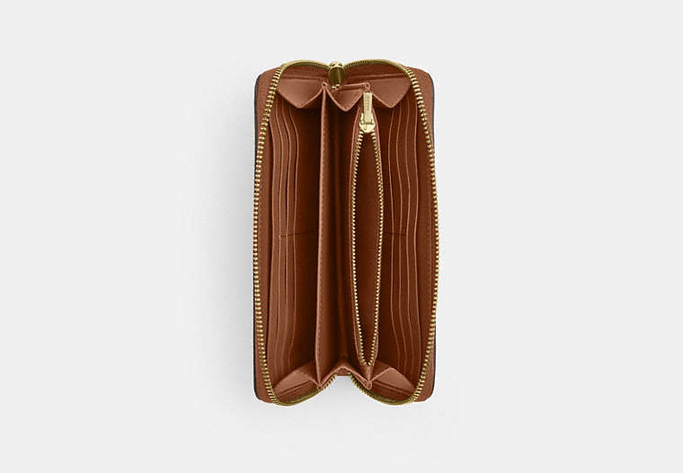 Long Zip Around Wallet - Gold/Warm Brown