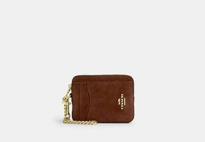 Zip Card Case - Gold/Warm Brown
