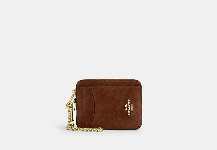 Zip Card Case - Gold/Warm Brown