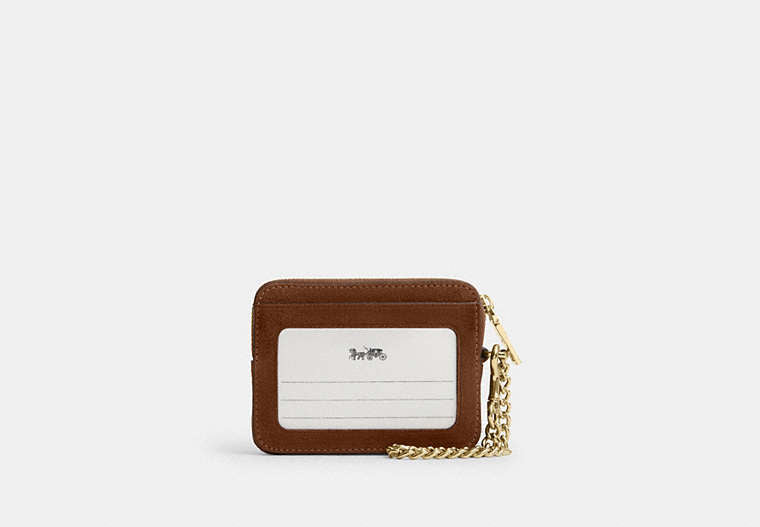 Zip Card Case - Gold/Warm Brown