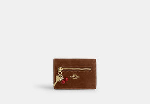 Card Case With Charms - Gold/Warm Brown