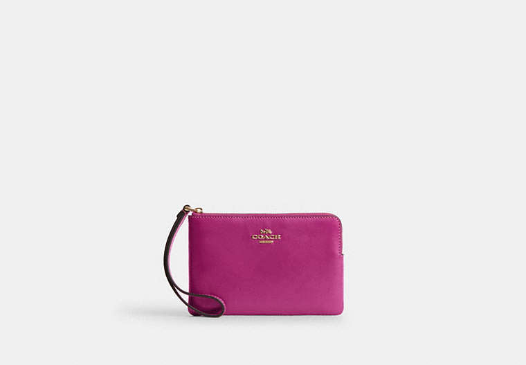 Corner Zip Wristlet - Gold/Magenta