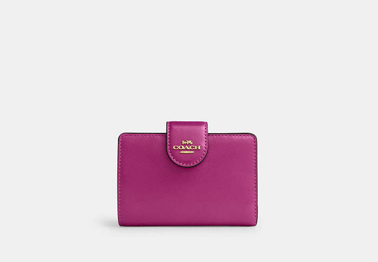 Medium Corner Zip Wallet - Gold/Magenta