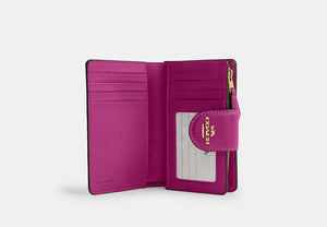 Medium Corner Zip Wallet - Gold/Magenta