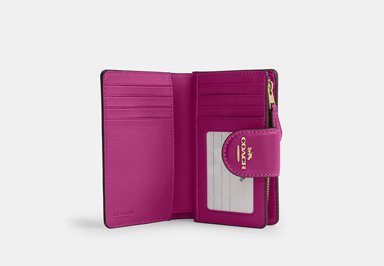 Medium Corner Zip Wallet - Gold/Magenta