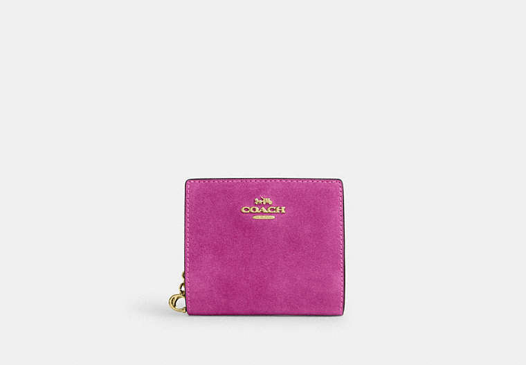 Snap Wallet In Signature Chenille - Gold/Magenta