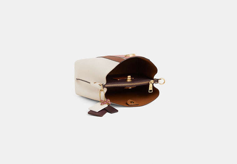 Custom Willow Bucket Bag In Colorblock - Brass/Chalk Multi