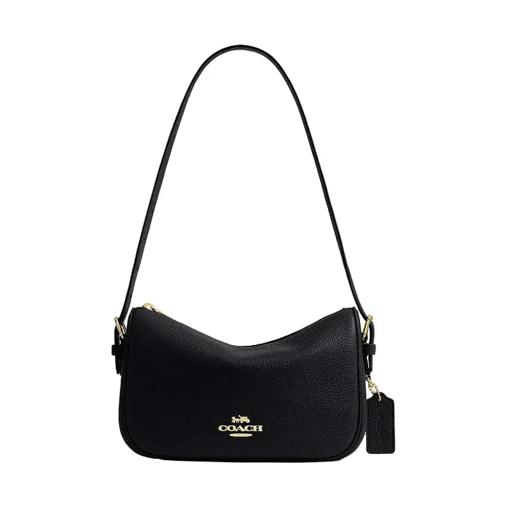 Coach Kailey Shoulder Bag Pebbled Leather-Gold-Black