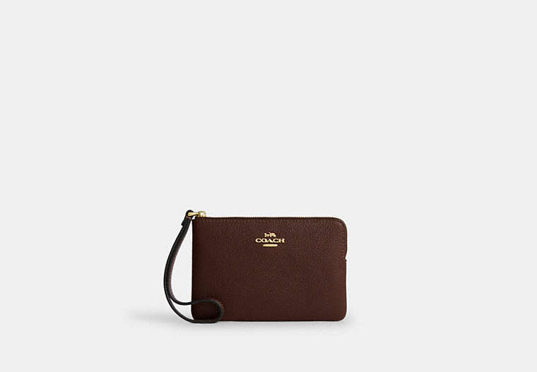 Corner Zip Wristlet - Gold/Maple
