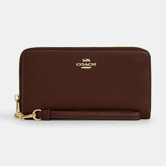 Coach Long Zip Around Wallet Calf Leather-Gold-Maple