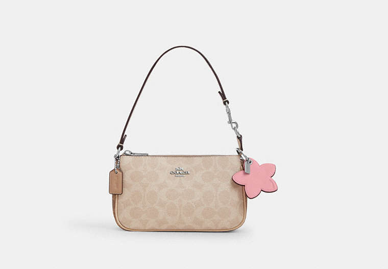 Flower Bag Charm - Silver/Flower Pink