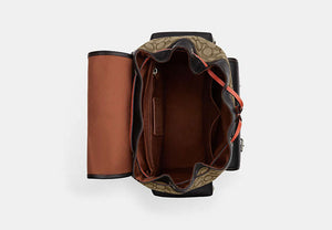 Sprint Backpack In Signature Jacquard - Black Antique Nickel/Khaki/Black Multi