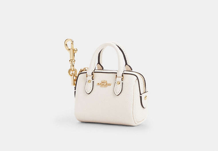 Mini Rowan Satchel Bag Charm - Gold/Chalk