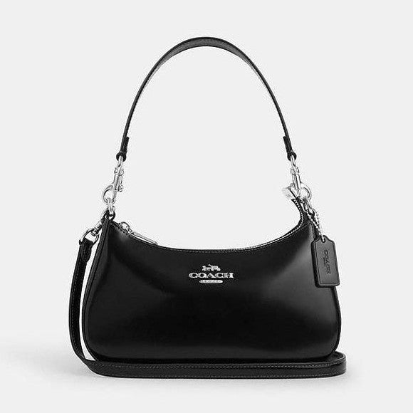 Coach Teri Shoulder Bag Novelty Leather-Silver-Black