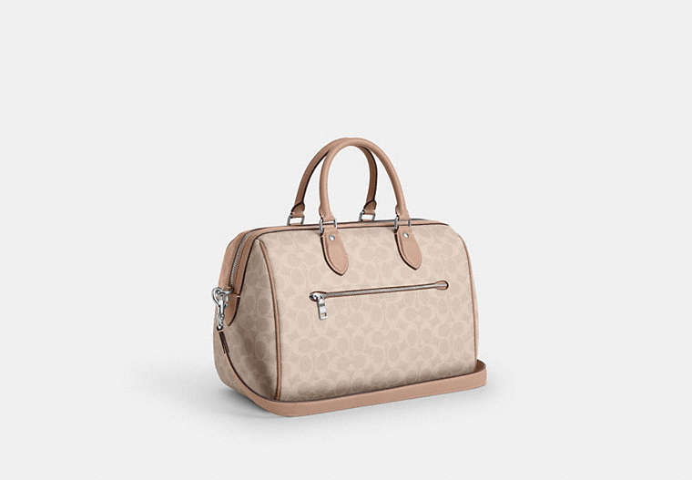 Rowan Large Satchel Bag In Signature Canvas - Silver/Sand/Taupe